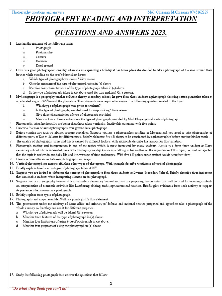 Photography Questions and Answers Guide | PDF | Atmosphere Of Earth ...