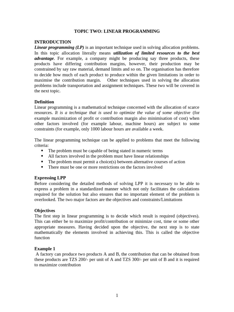 Operations Research Notes | PDF | Linear Programming | Mathematical ...