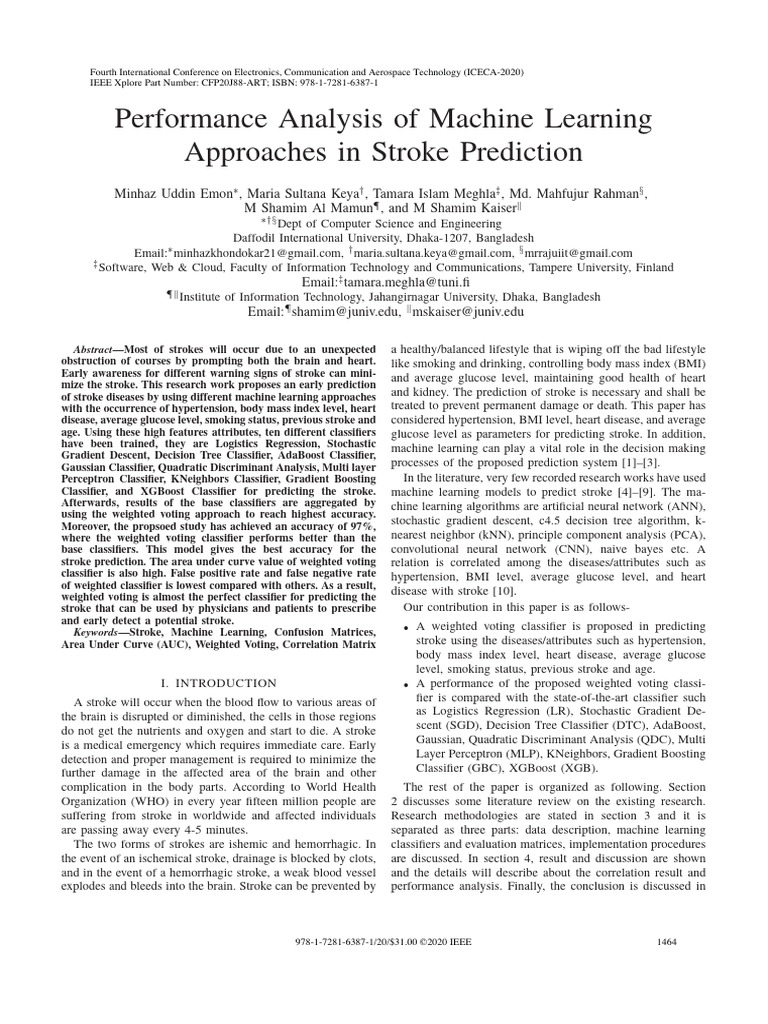 Machine Learning for Stroke Prediction | PDF | Receiver Operating ...
