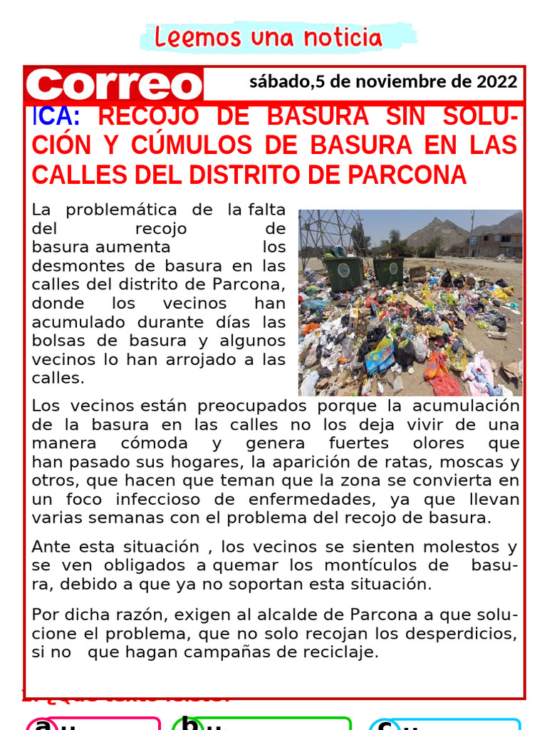 Problemas de basura en Parcona | PDF | Residuos