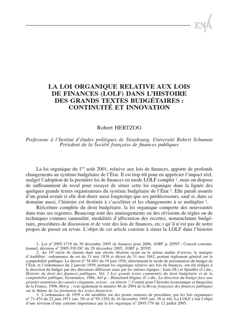 Impact de la LOLF sur le budget public | PDF | Loi | Constitution