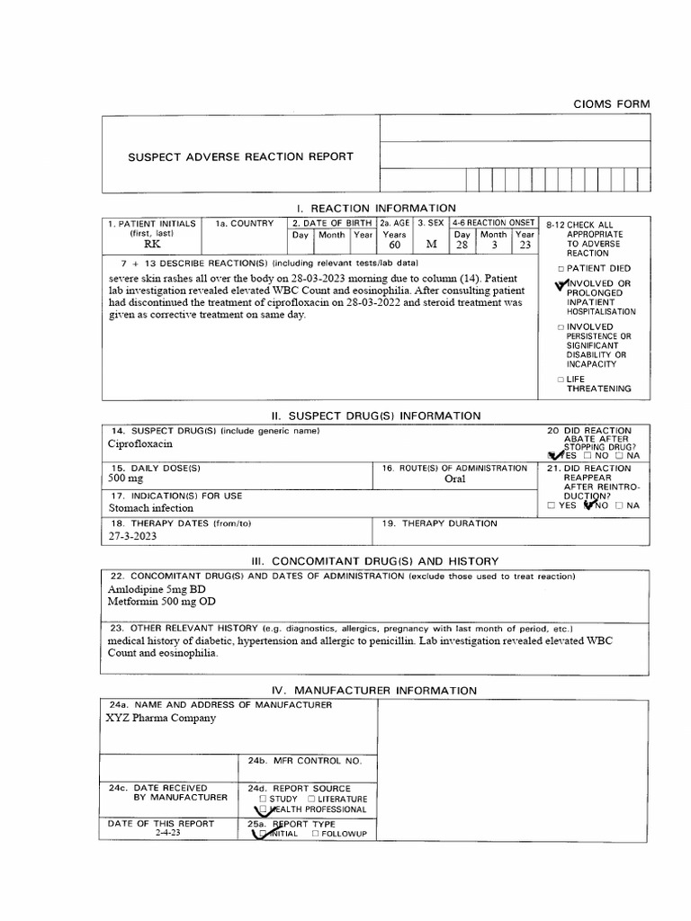 Ciprofloxacin Side Effects Report | PDF | Medical Specialties | Medicine