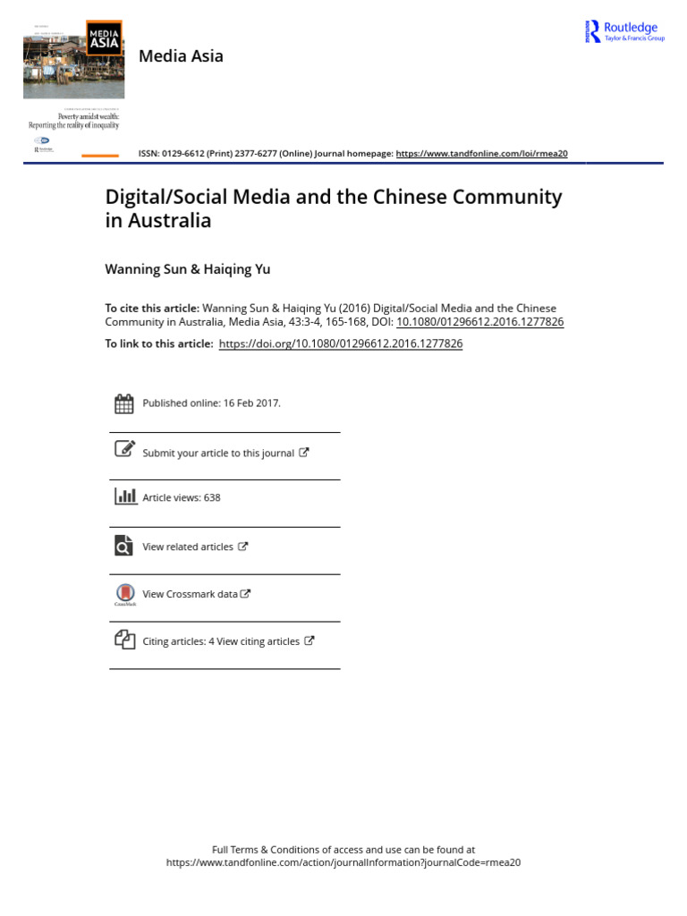 Digital Social Media and The Chinese Community in Australia | PDF ...