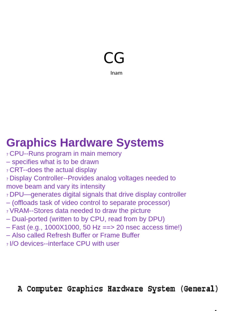 CG Graphics Hardware | PDF | Pixel | Video