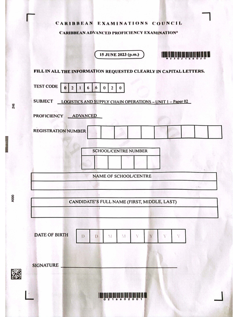 Logistics Paper 2 Unit 1 2023 | PDF