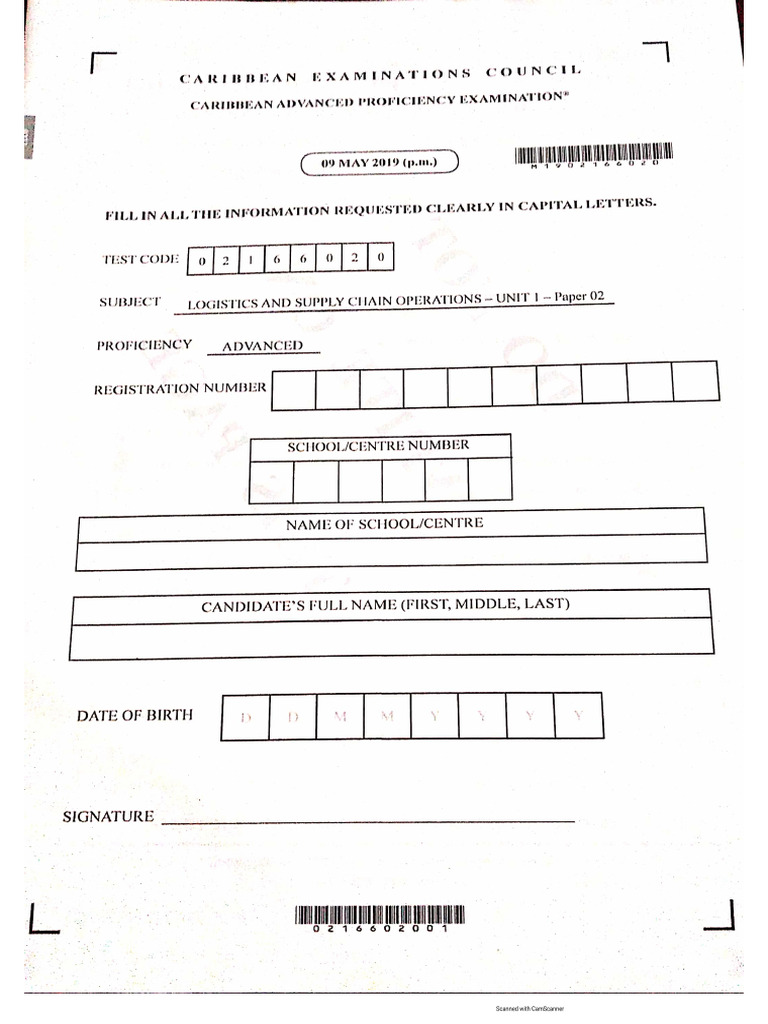 Logistics Paper 2 Unit 1 2018 | PDF