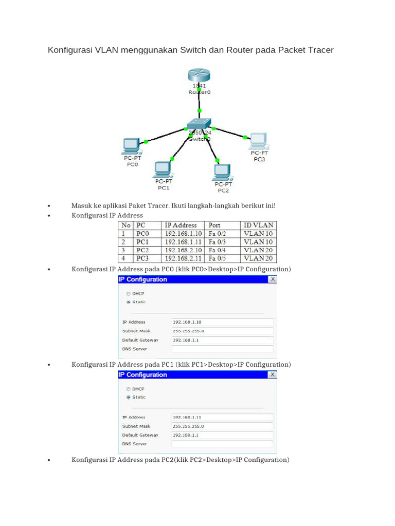 Konfigurasi VLAN di Packet Tracer | PDF