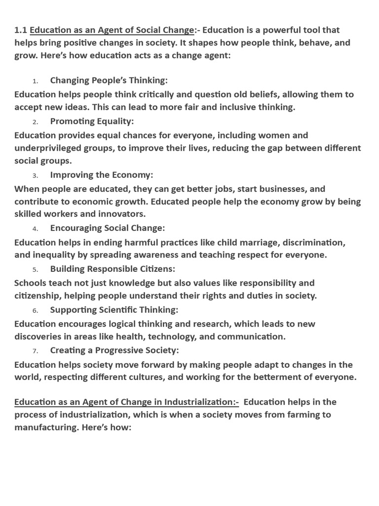 Education's Role in Social Change | PDF | Economic Growth | Economies
