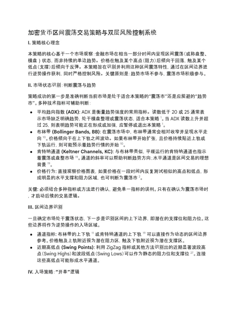 加密货币区间震荡交易策略与双层风险控制系统| PDF