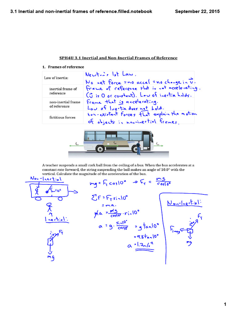 Inertial vs Non-Inertial Frames Guide | PDF