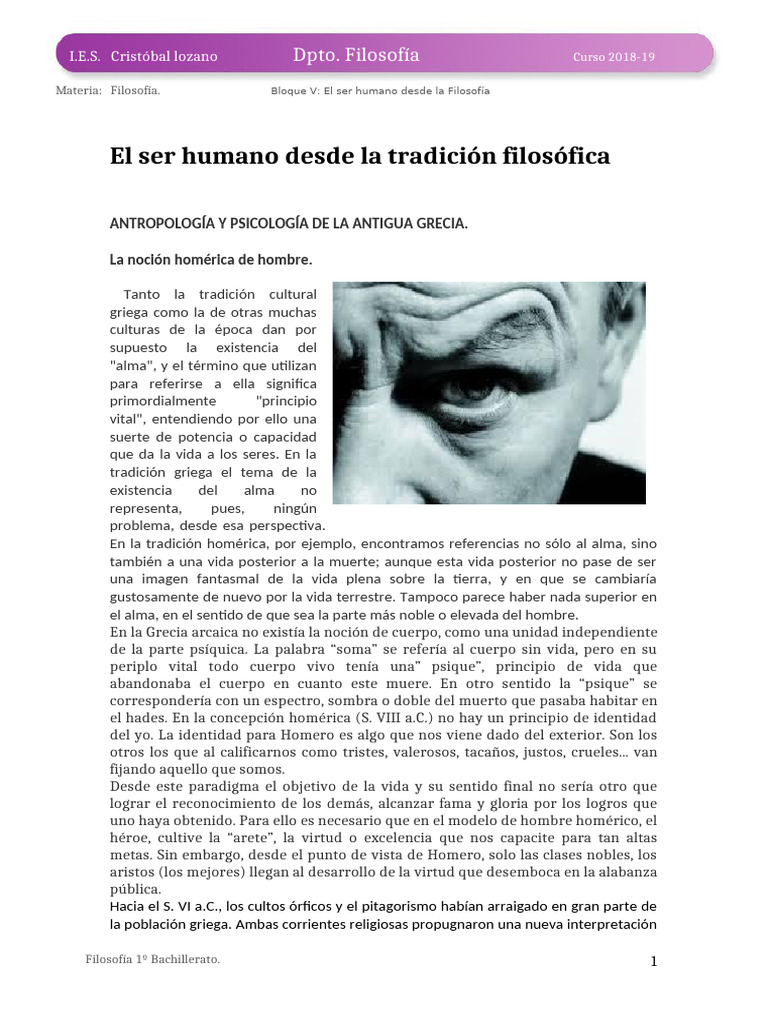Filosofía del ser humano en Grecia | PDF | Alma | Platón