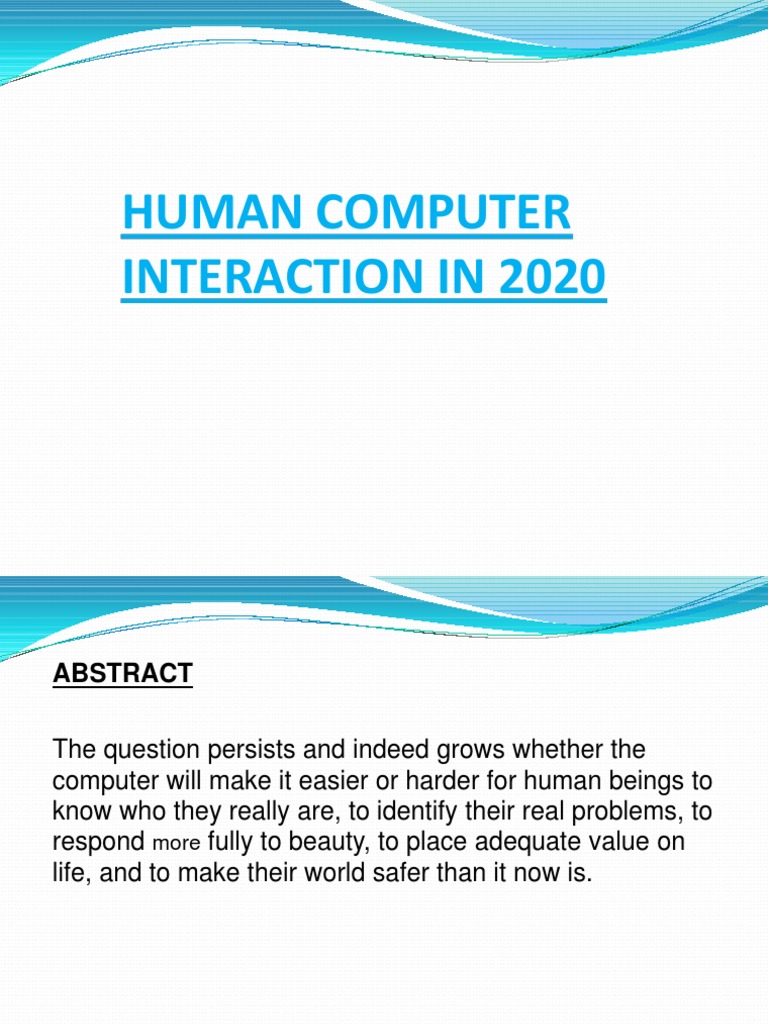 Future of Human-Computer Interaction | PDF | Human–Computer Interaction ...