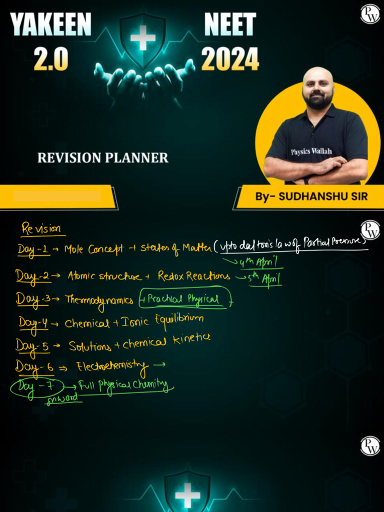 Revision Planner - Class Notes - Yakeen 2.0 2024 (Alpha) | PDF