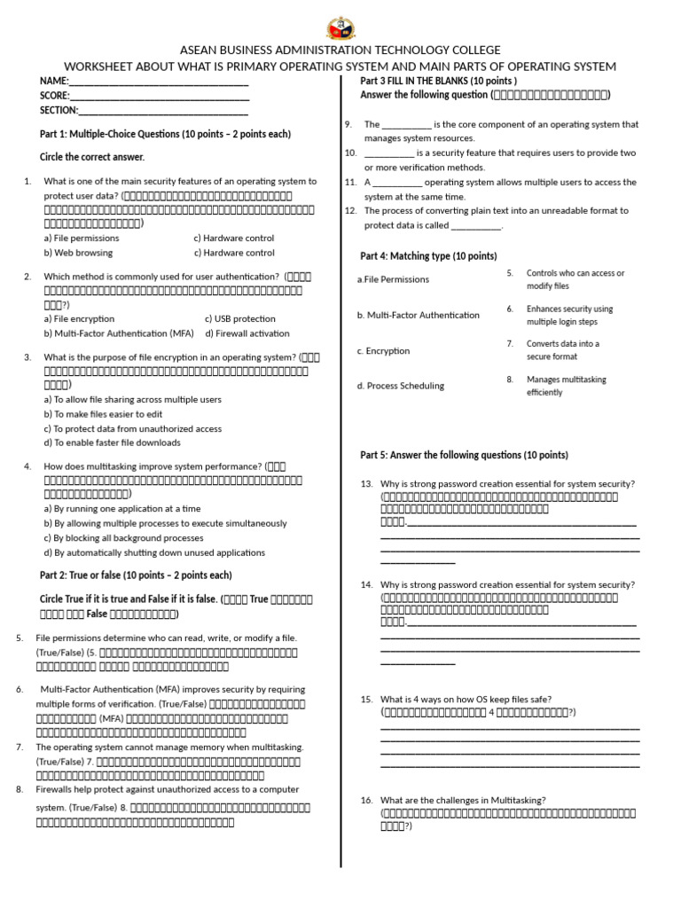 Worksheet No. 4 Topic 7 and 8 | PDF