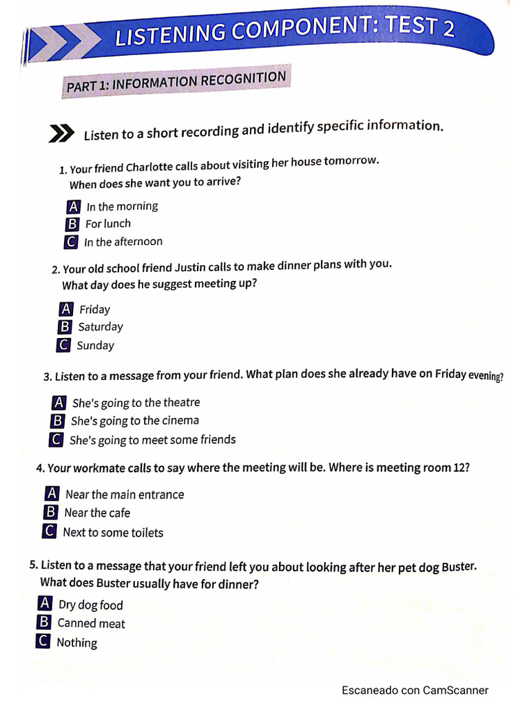 Aptis Listening Test 2 Complete Book | PDF