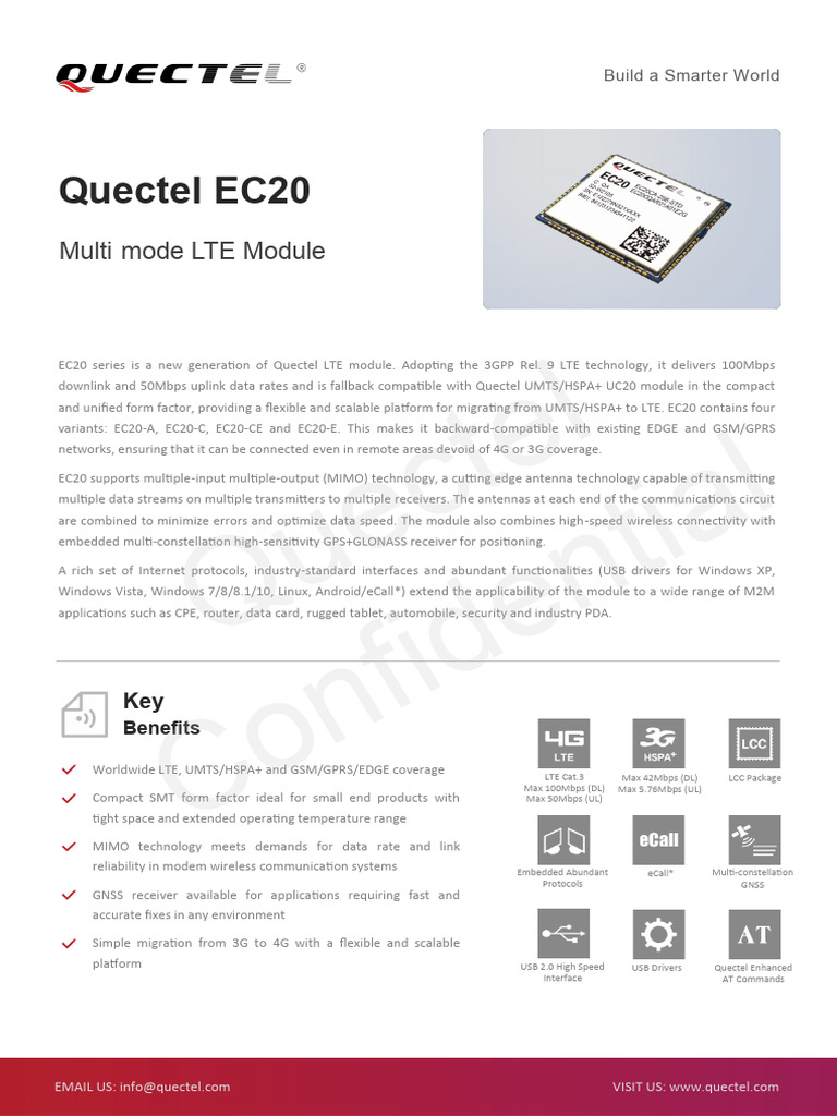Quectel EC20 LTE Module Overview | PDF | General Packet Radio Service ...