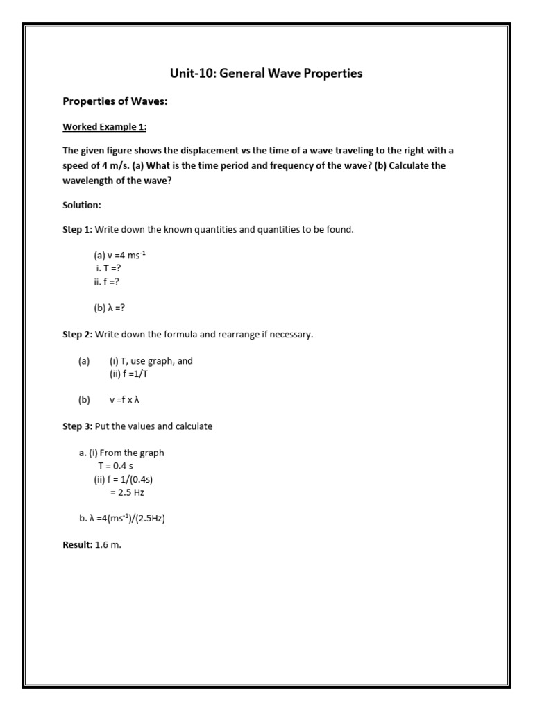 Numericals Note Class 10 Physics Chapter 1 (1) | PDF | Waves | Oscillation