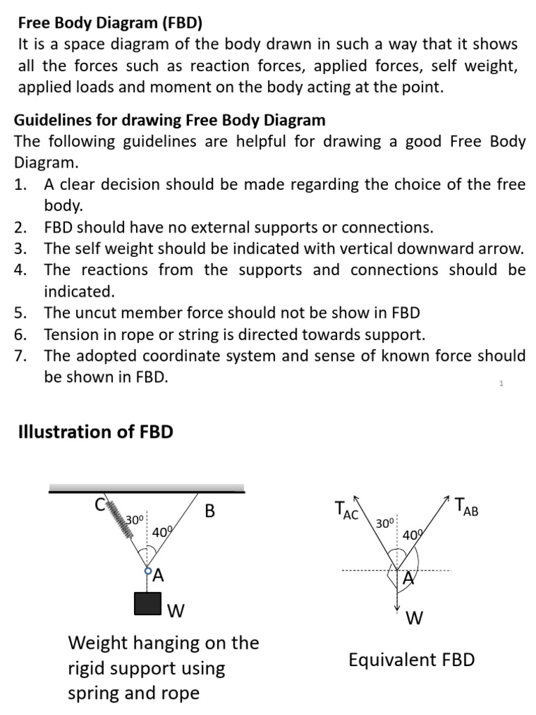 Free Body Diagram Guidelines and Equilibrium | PDF | Force | Equations