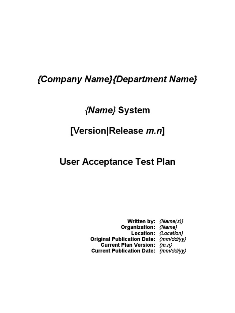 User Acceptance Test Plan Template | PDF
