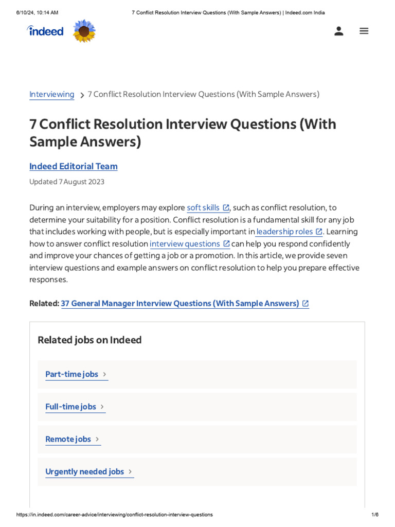 Conflict Resolution Interview Prep Guide | PDF | Conflict Resolution ...