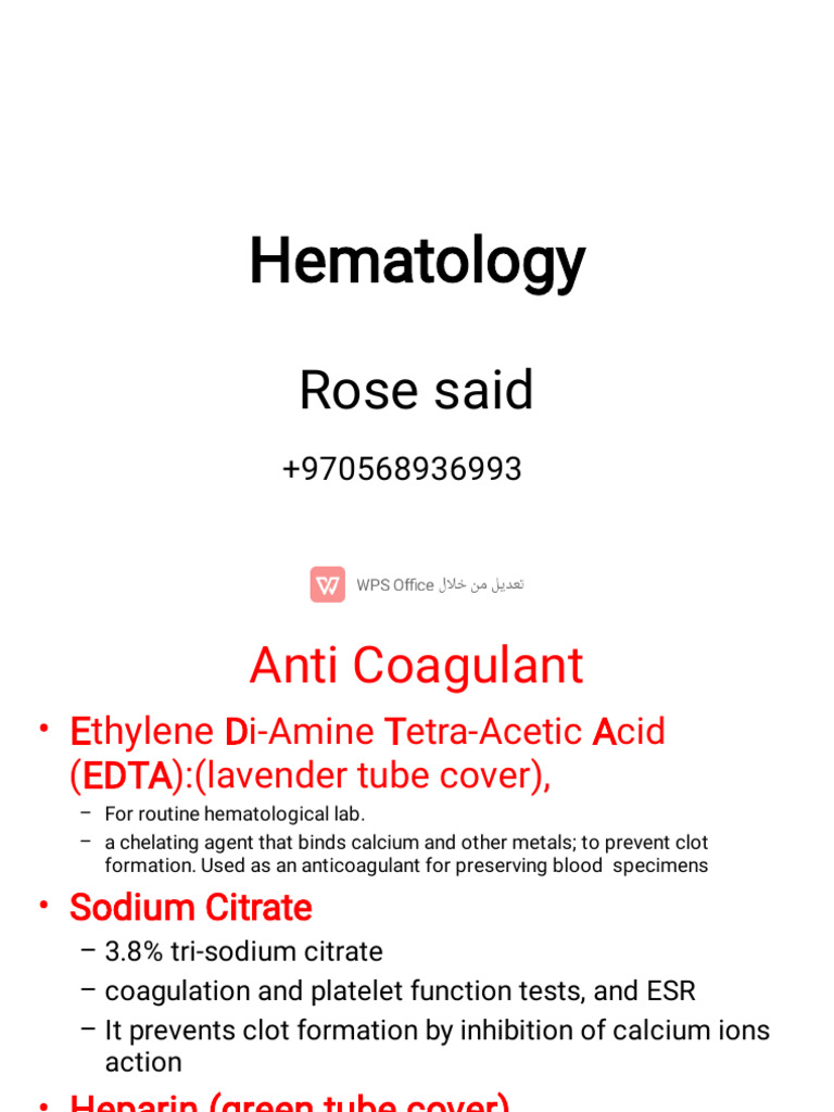 Comprehensive Guide to Hematology Tests | PDF | Coagulation | Platelet