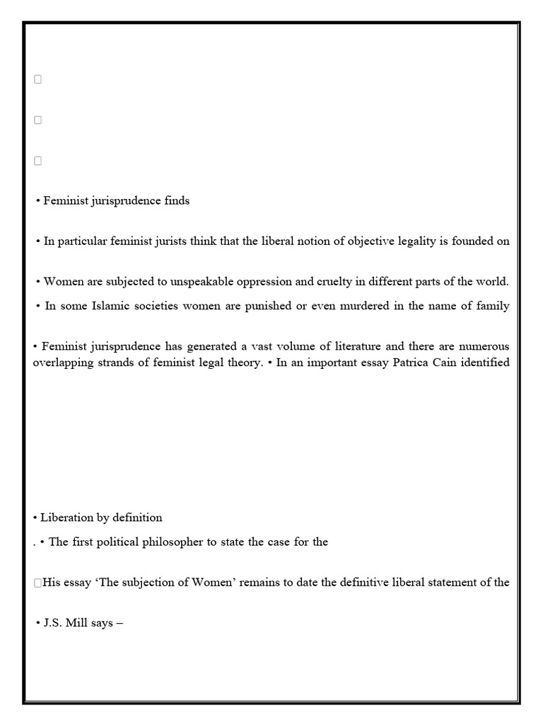 Overview of Feminist Jurisprudence | PDF | Feminism | Gender Studies