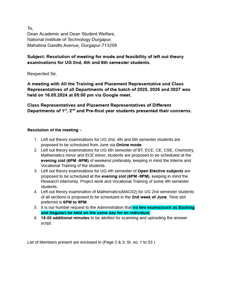 UG Exam Schedule Resolution Meeting | PDF | Science