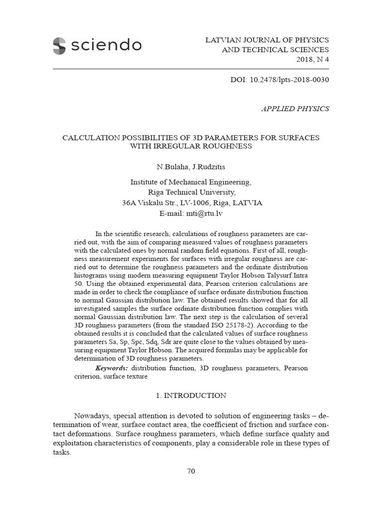 Calculation Possibilities of 3D Parameters For Surfaces With Irregular ...