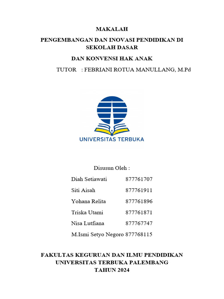 Inovasi Pendidikan dan Hak Anak SD | PDF