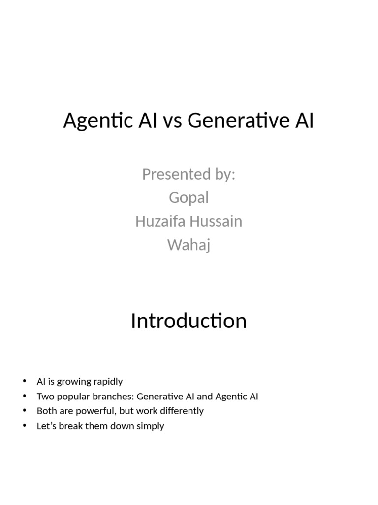 Agentic vs Generative AI Overview | PDF