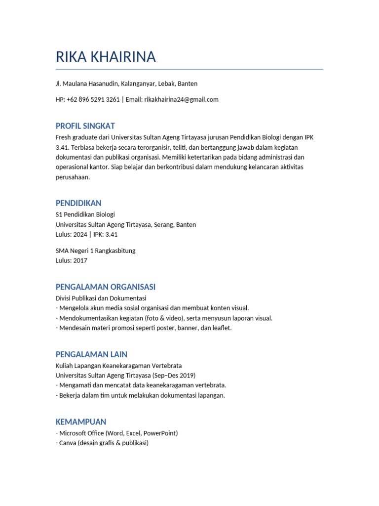 Fresh Graduate Pendidikan Biologi Siap Kerja | PDF
