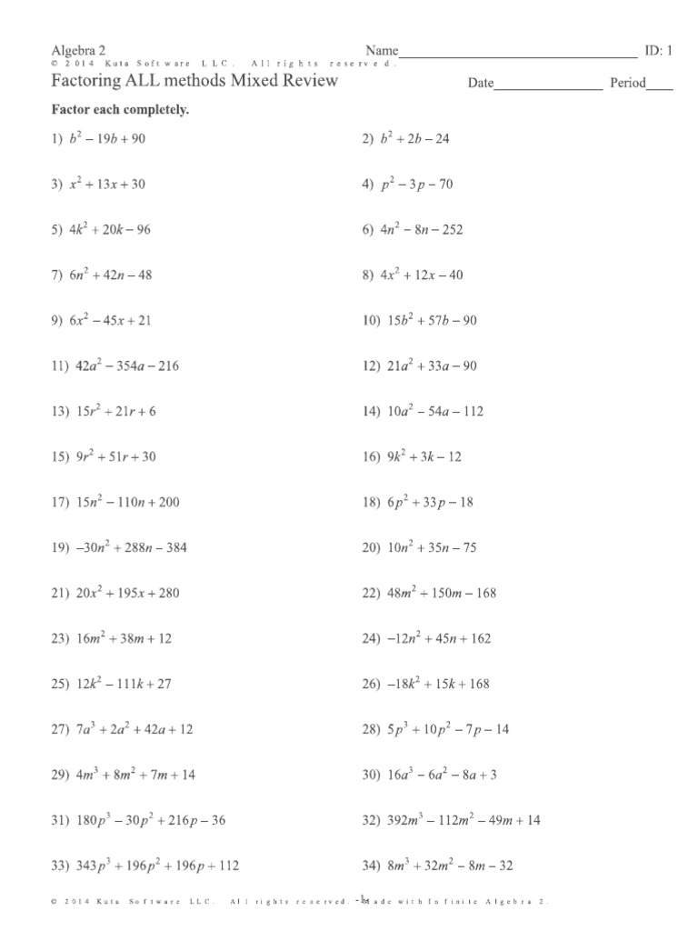Factoring Mixed Questions 250213 155644 | PDF