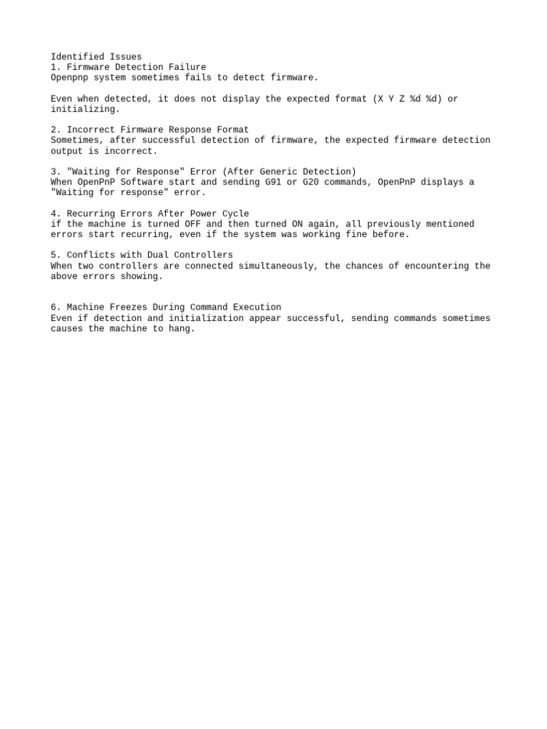 OpenPnP Firmware Issues Overview | PDF