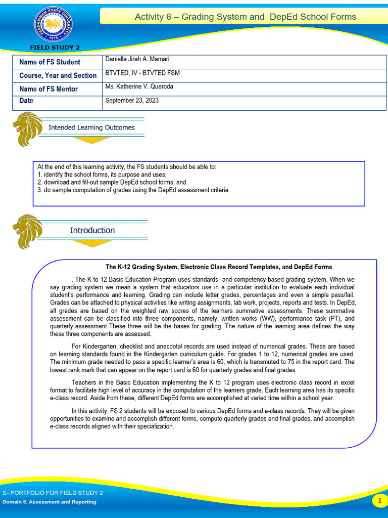 K-12 Grading System and DepEd Forms Guide | PDF | Educational Assessment