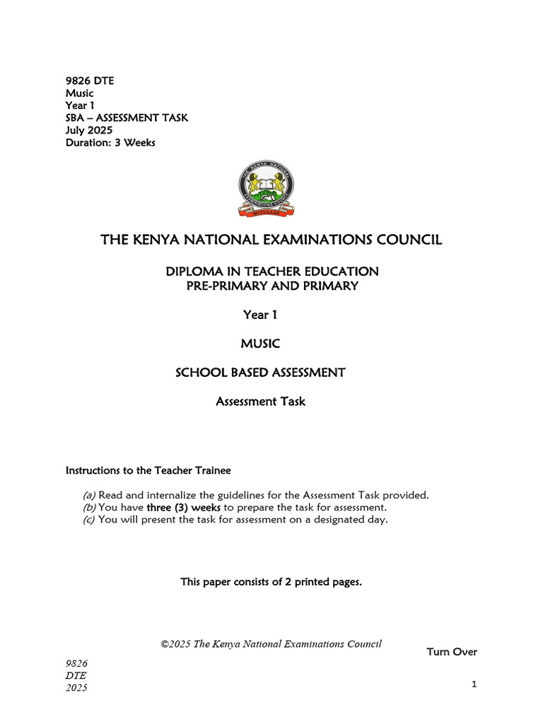 DTE Year 1 Music Assessment Task | PDF | Musicology | Performing Arts
