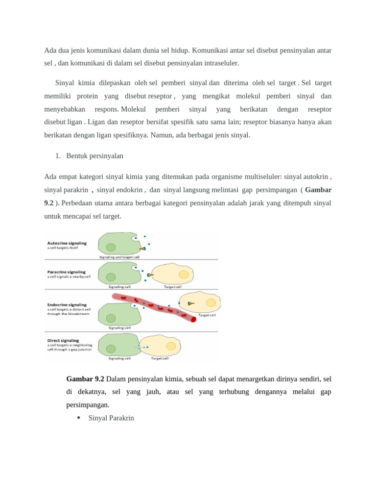 Jenis Komunikasi Sel: Autokrin dan Parakrin | PDF
