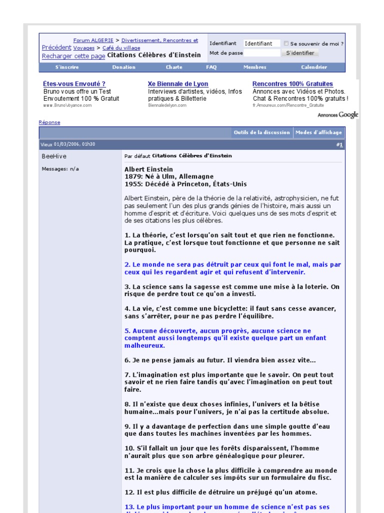 Citations Celebres D Einstein Pdf Albert Einstein Conscience