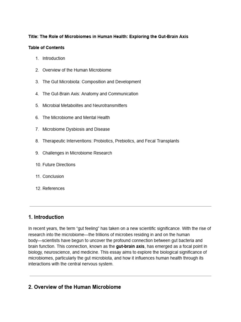 Title - The Role of Microbiomes in Human Health - Exploring The Gut ...