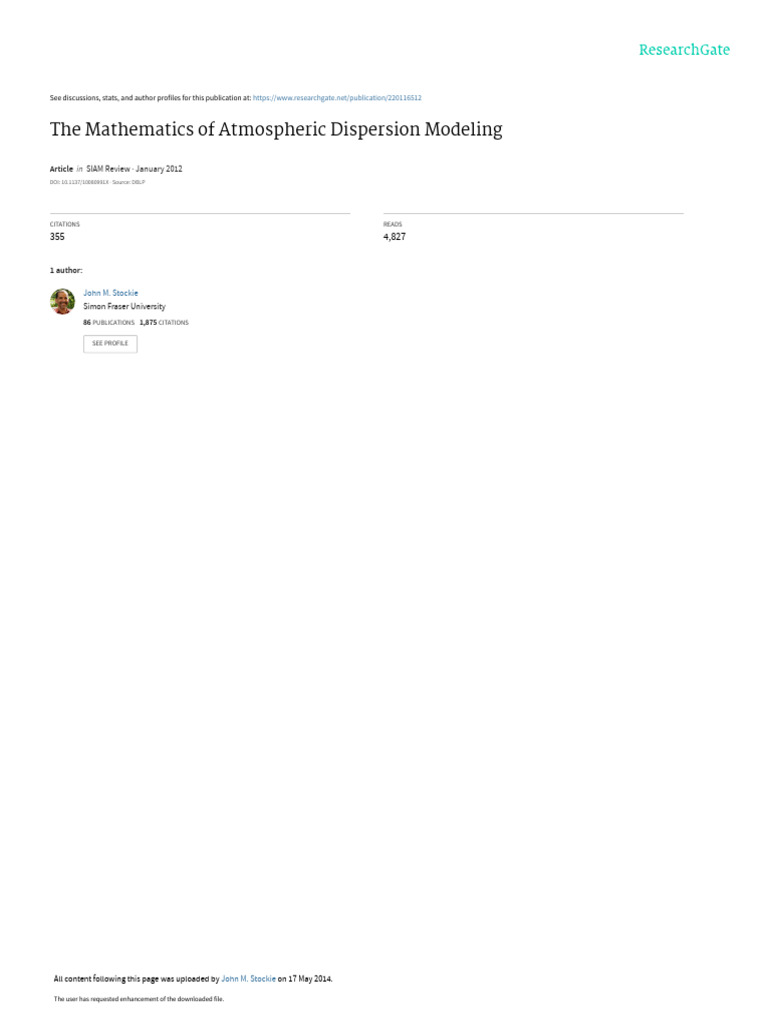 Mathematics of Atmospheric Dispersion | PDF | Partial Differential ...