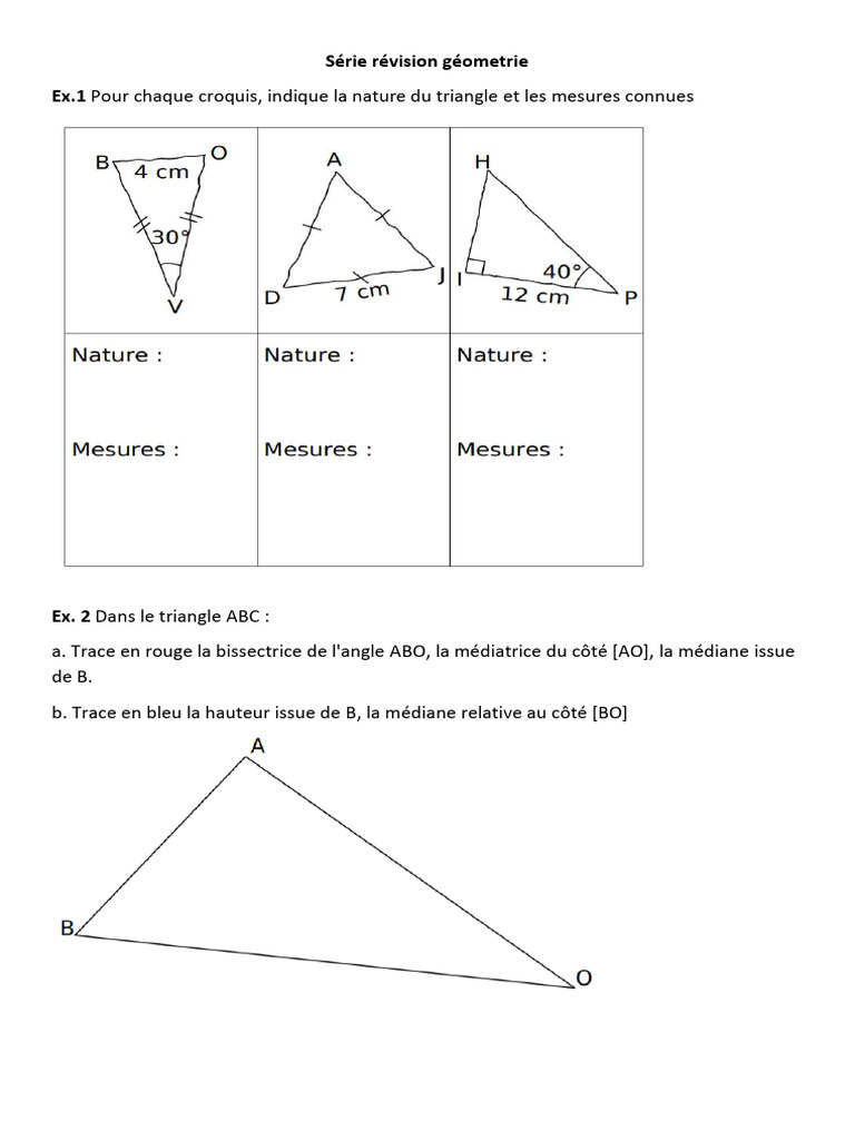Révision de la géométrie des triangles | PDF | Triangle | Géométrie