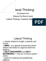Lateral Thinking: Extracted From Edward de Bono's Book