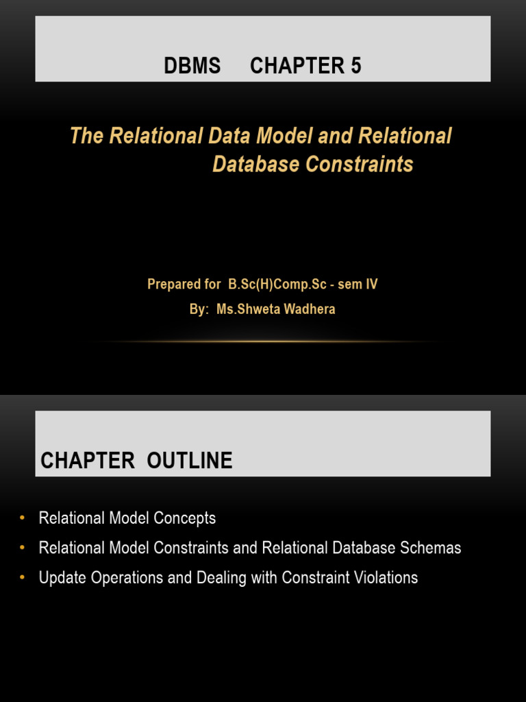 Shweta - DBMS - Chapter 5 - BSC (H) CS - Sem4 | PDF | Relational Model ...