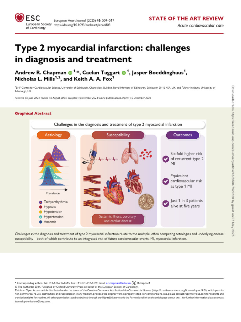 Type 2 Myocardial Infarction: Diagnosis & Treatment Challenges | PDF ...