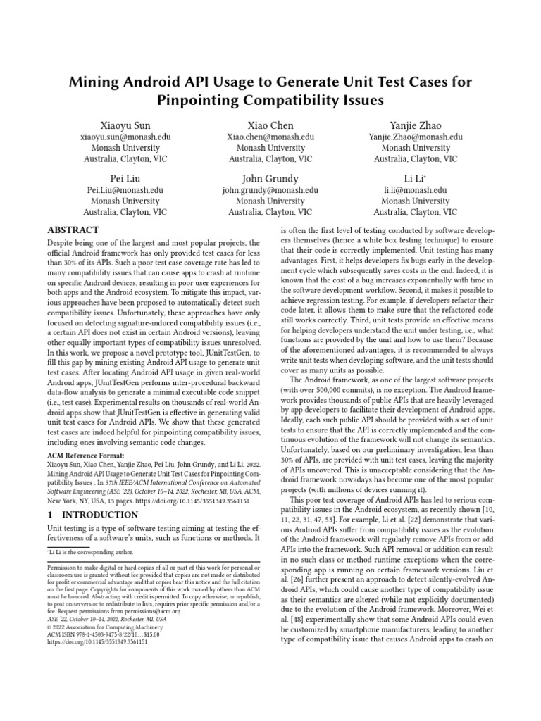 Ase 2022 | PDF | Unit Testing | Android (Operating System)
