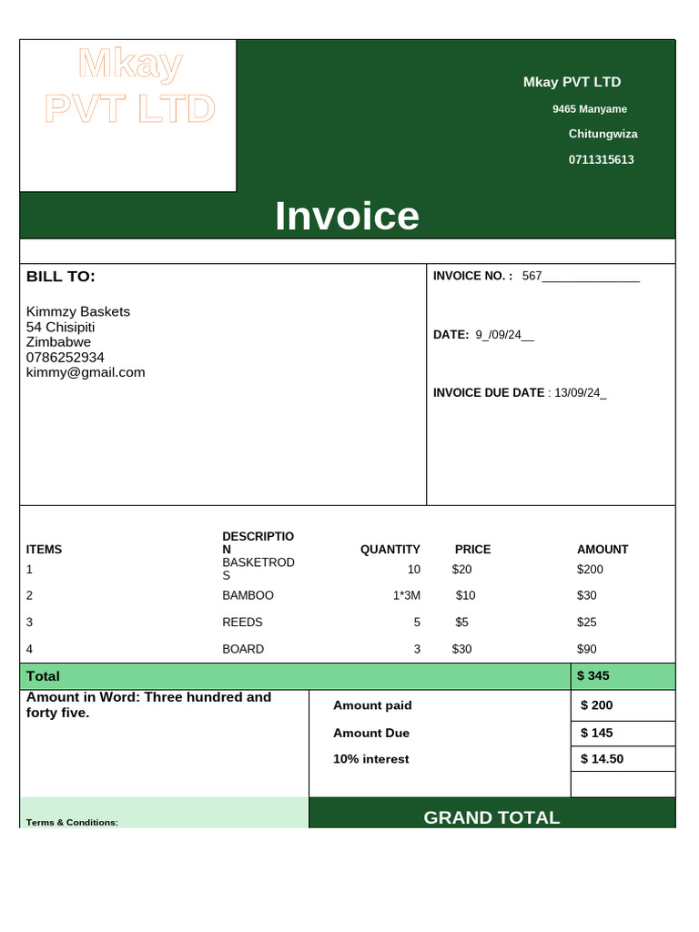 Invoice Format in Word 05 | PDF