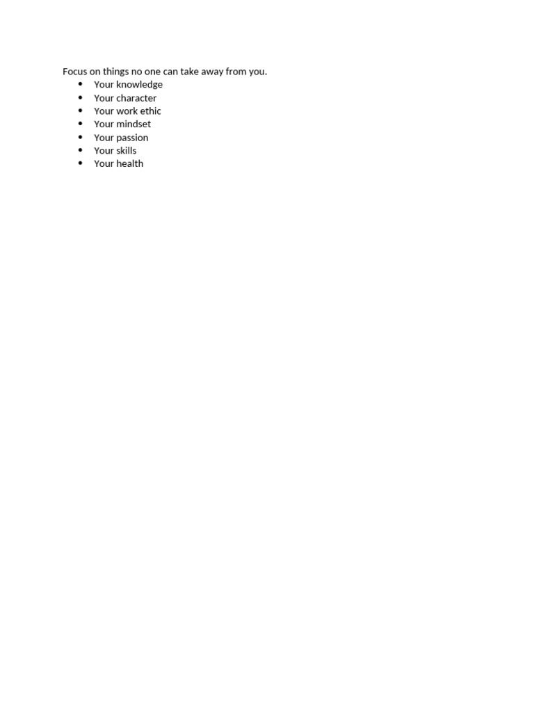 Focus On Things No One Can Take Away From You Pdf