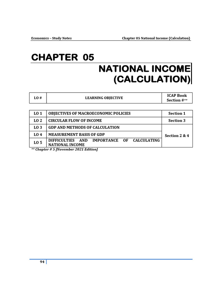 National Income Calculation Study Notes | PDF | Gross Domestic Product ...