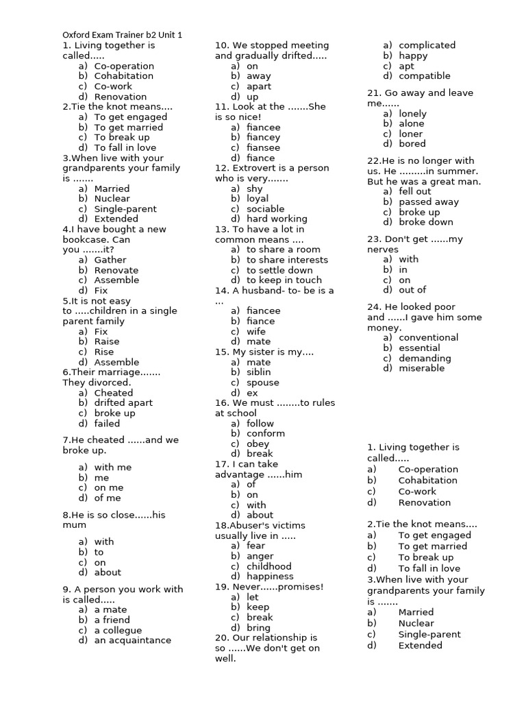 B2 Test Unit 1 | PDF | Human Reproduction | Social Psychology