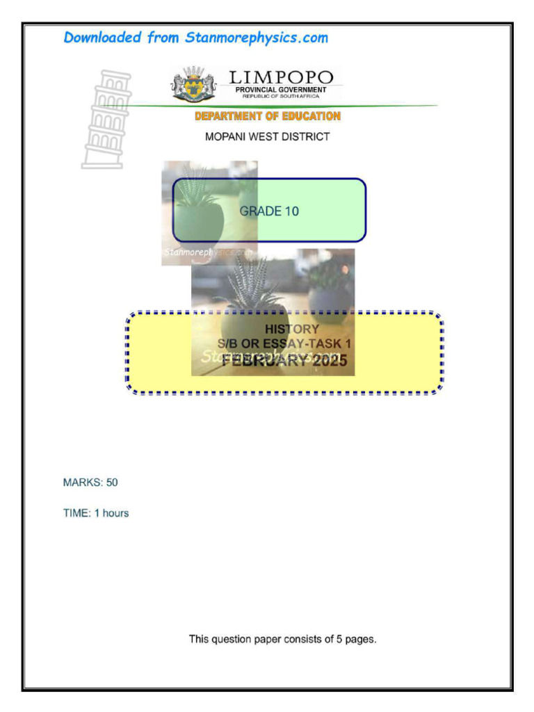 LP MW History Grade 10 March 2025 QP and Memo | PDF