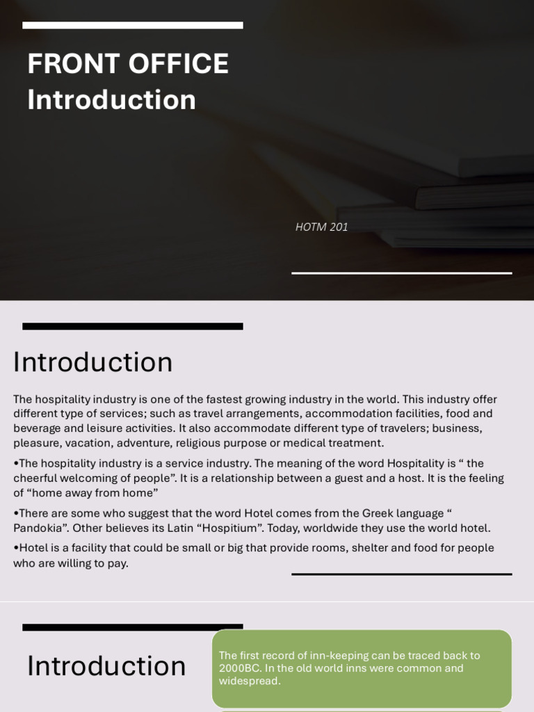 Introduction To The Hospitality Industry | PDF | Hotel | Resort